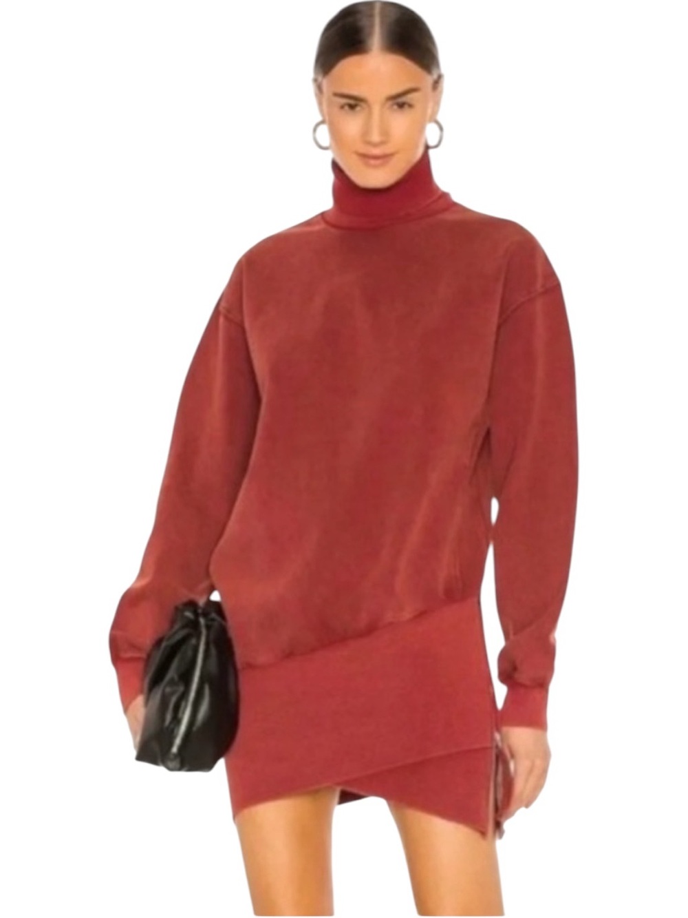 NWT Comfy Young Fabulous & Broke Turtleneck Asymmetrical Sweatshirt Dress Sz S